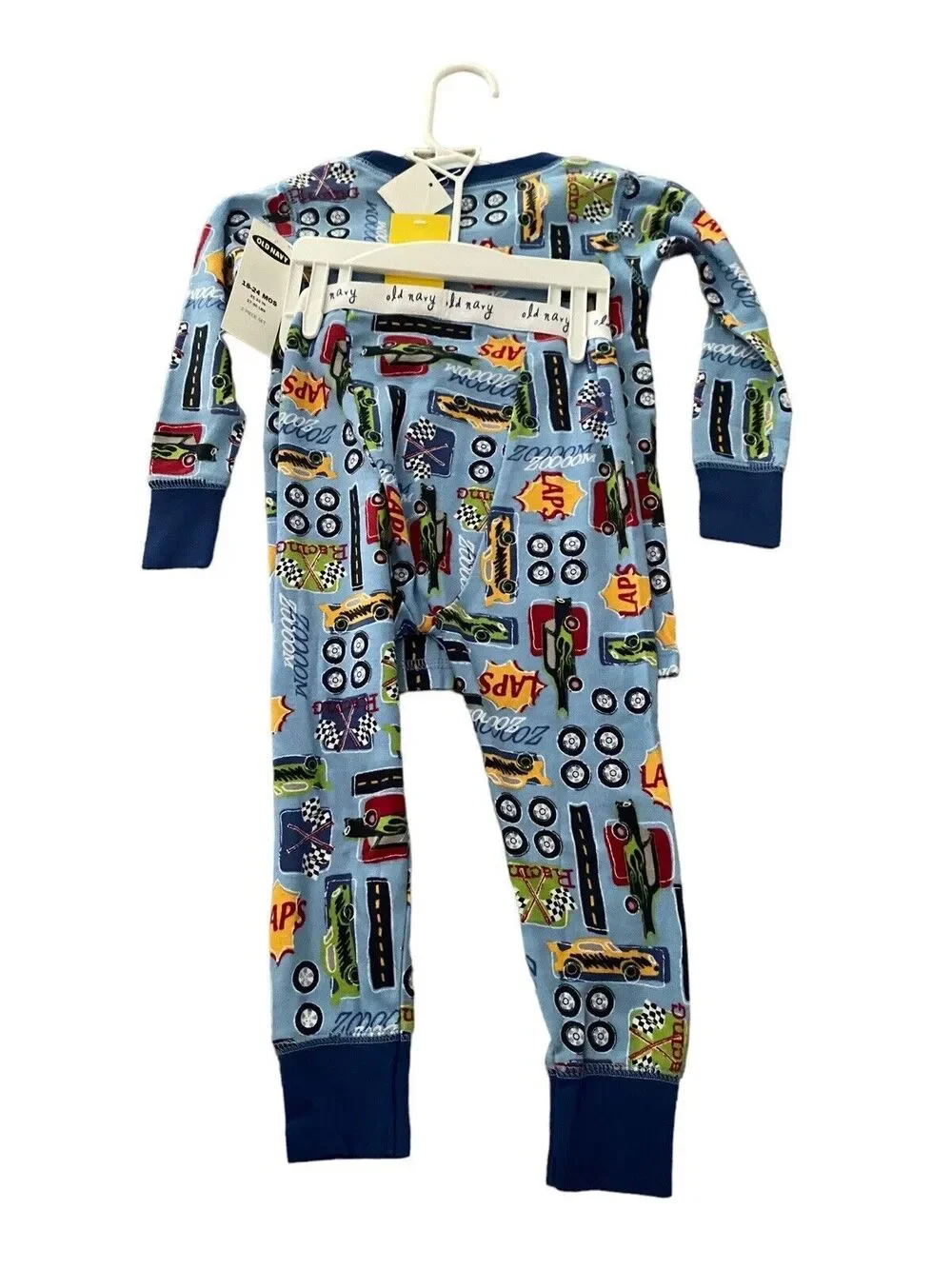 Old Navy Toddler Blue Cars Snug-Fit Pajama Set Size 18-24 months